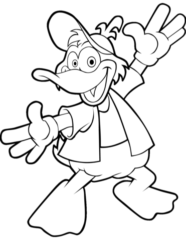 Cute Cartoon Duck Coloring Page